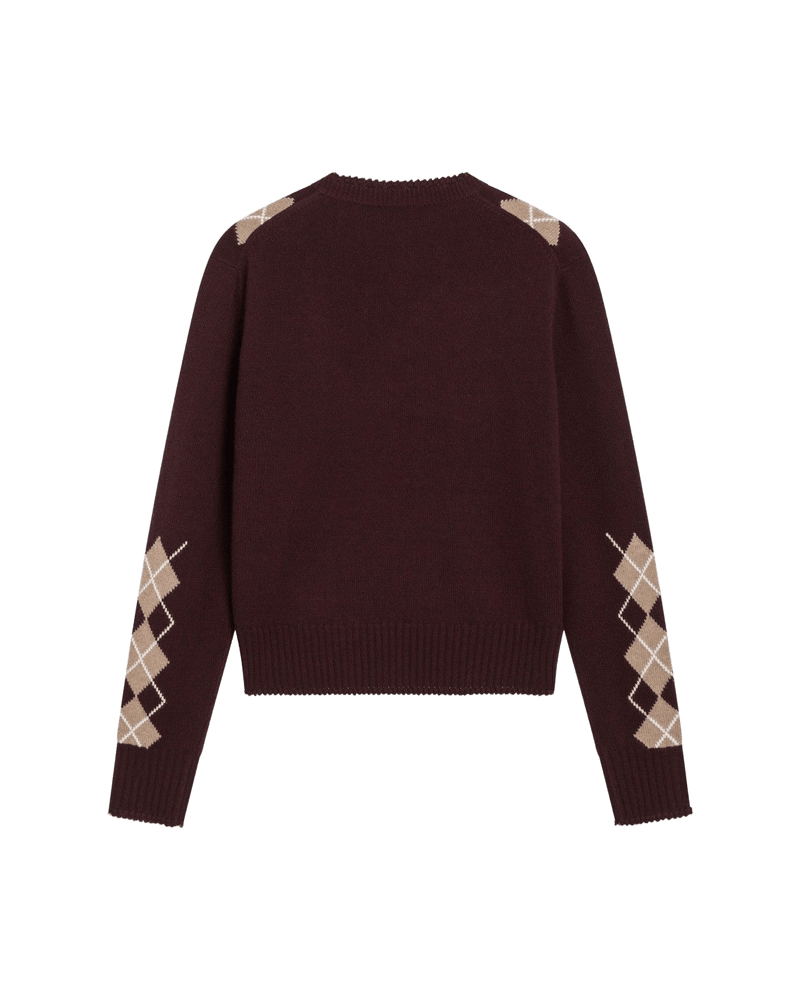 Chloé Bordeaux diamond-pattern wool sweater Glam Steals