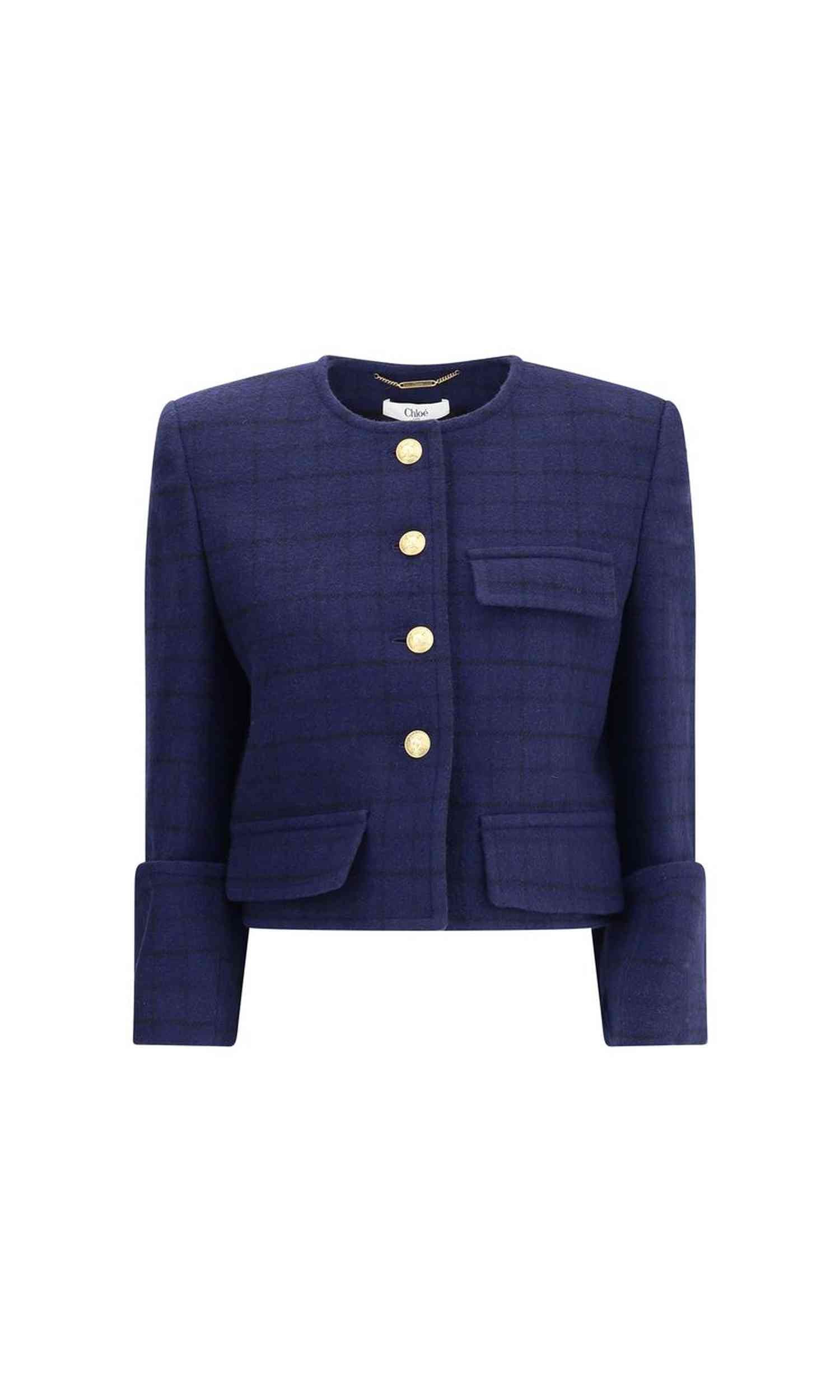 Chloé Boxy Jacket In Wool Plaid Glam Steals