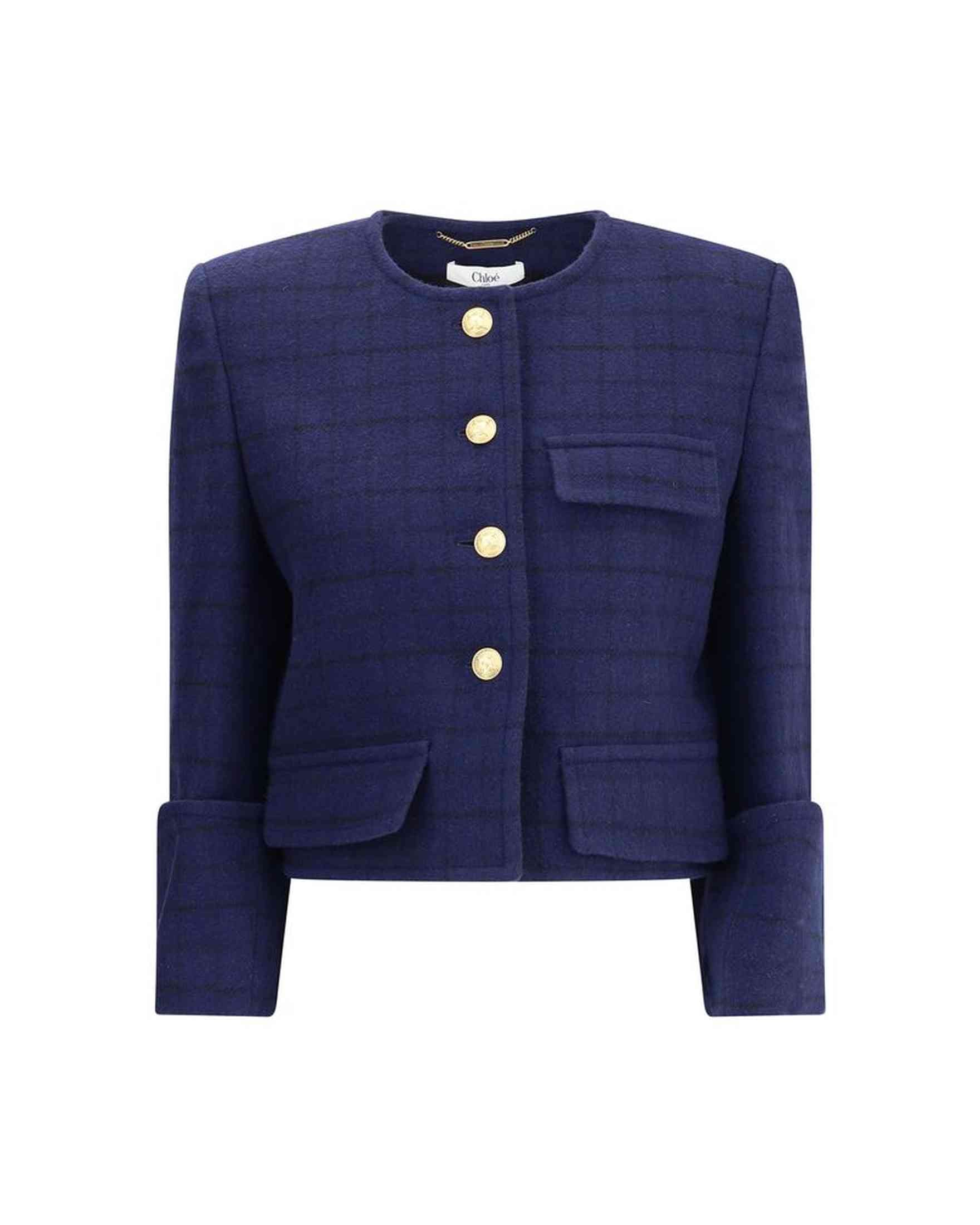 Chloé Boxy Jacket In Wool Plaid Glam Steals