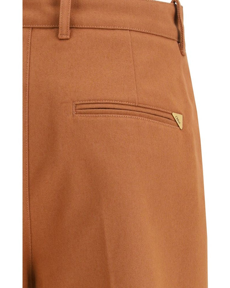 Chloé Brown Cotton Flared Pant Glam Steals