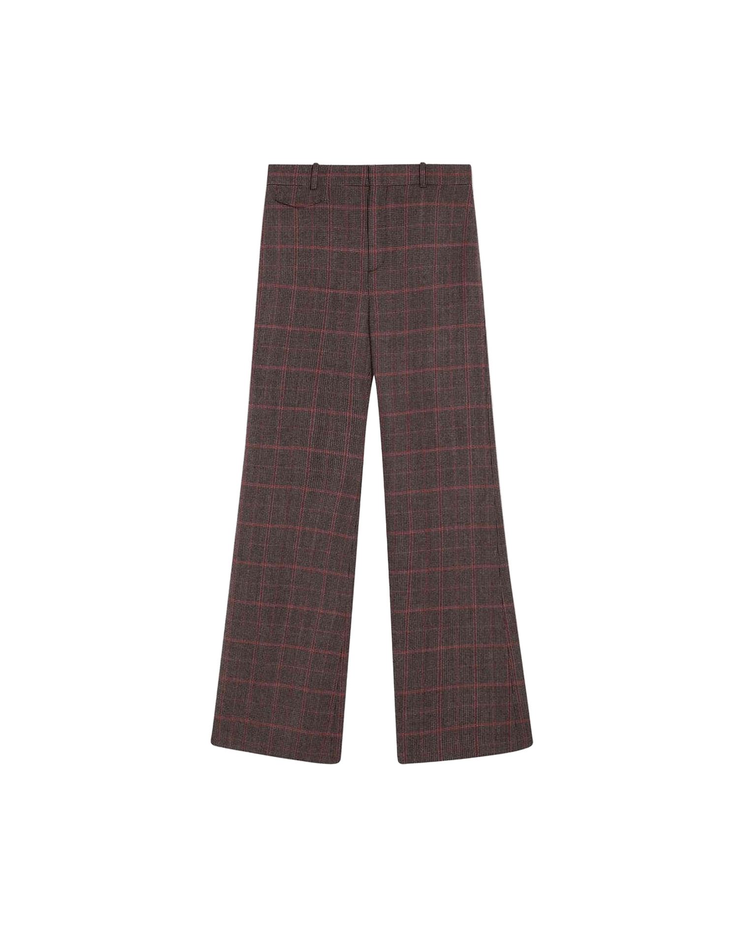Chloé Brown Wool Flared Checkered Trouser Glam Steals