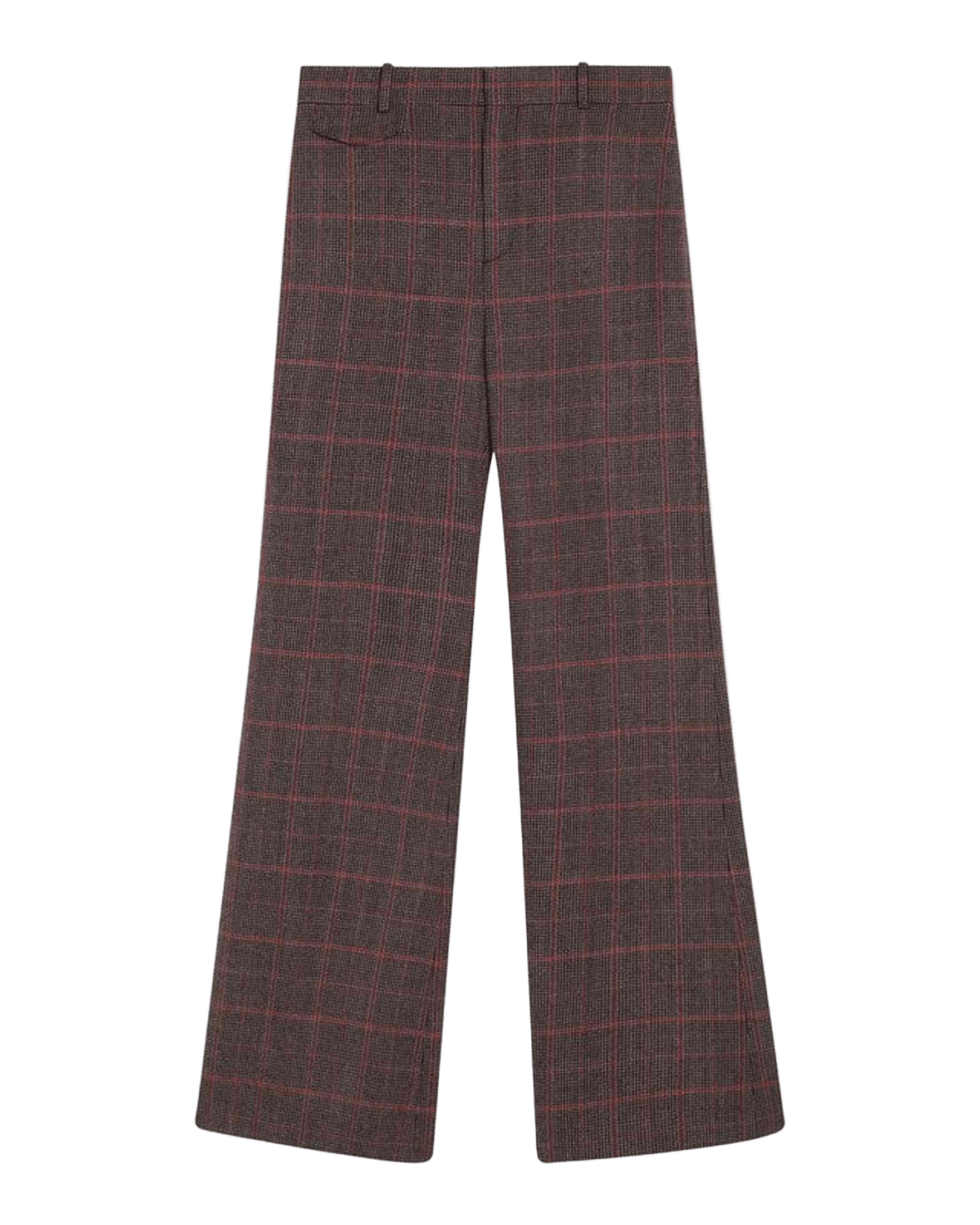 Chloé Brown Wool Flared Checkered Trouser Glam Steals