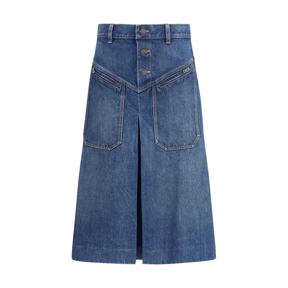 Chloé Denim Midi Skirt Glam Steals