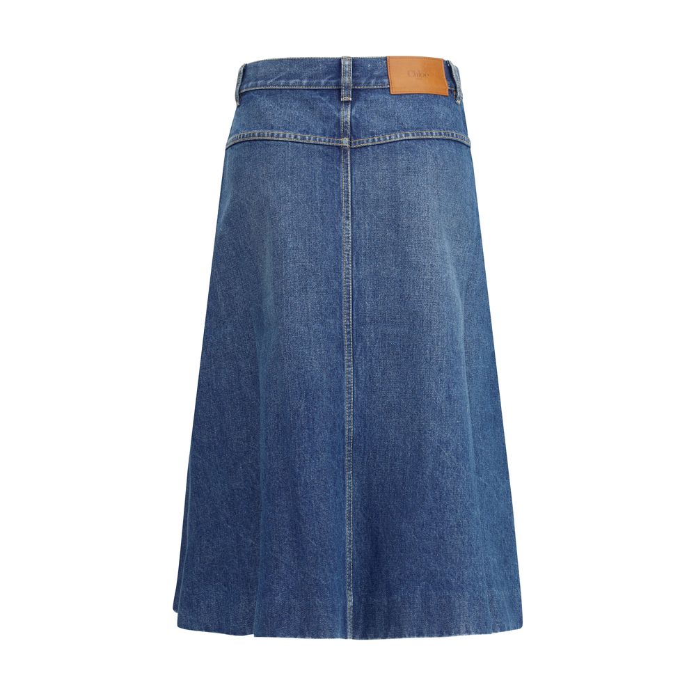 Chloé Denim Midi Skirt Glam Steals