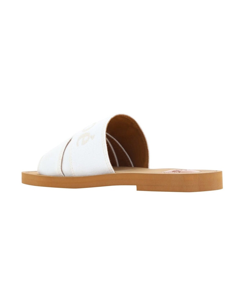 Chloé Elegant Cotton Slide White Sandals Glam Steals