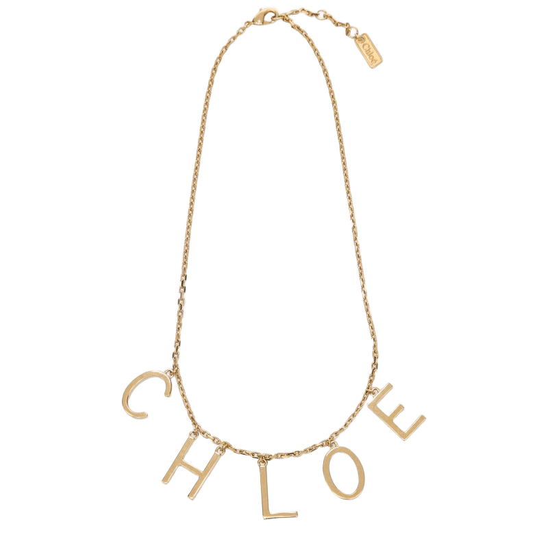 Chloé Gold Letters Necklace in Vintage Brass Glam Steals