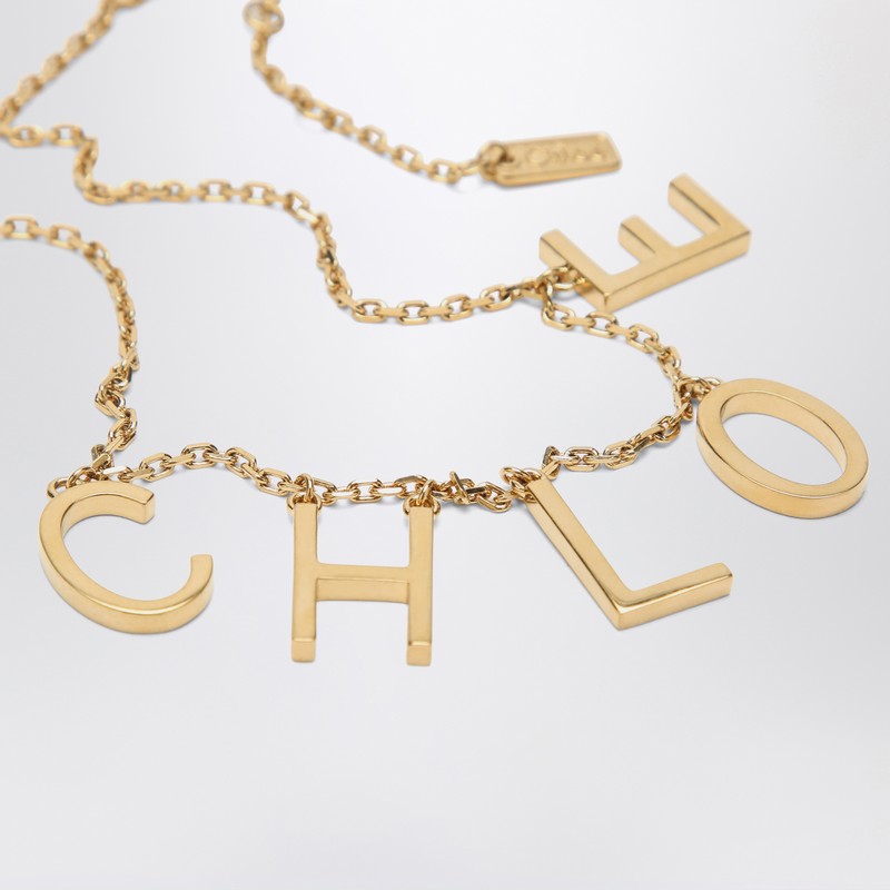 Chloé Gold Letters Necklace in Vintage Brass Glam Steals