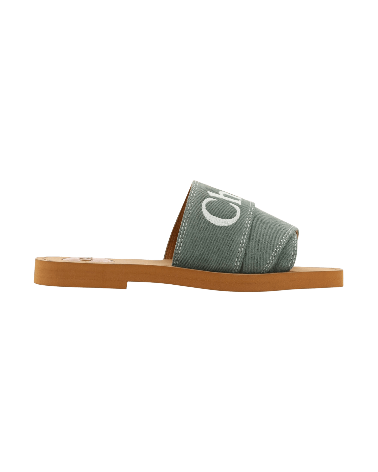 Chloé Cotton Green Elegant Forest Slides Glam Steals