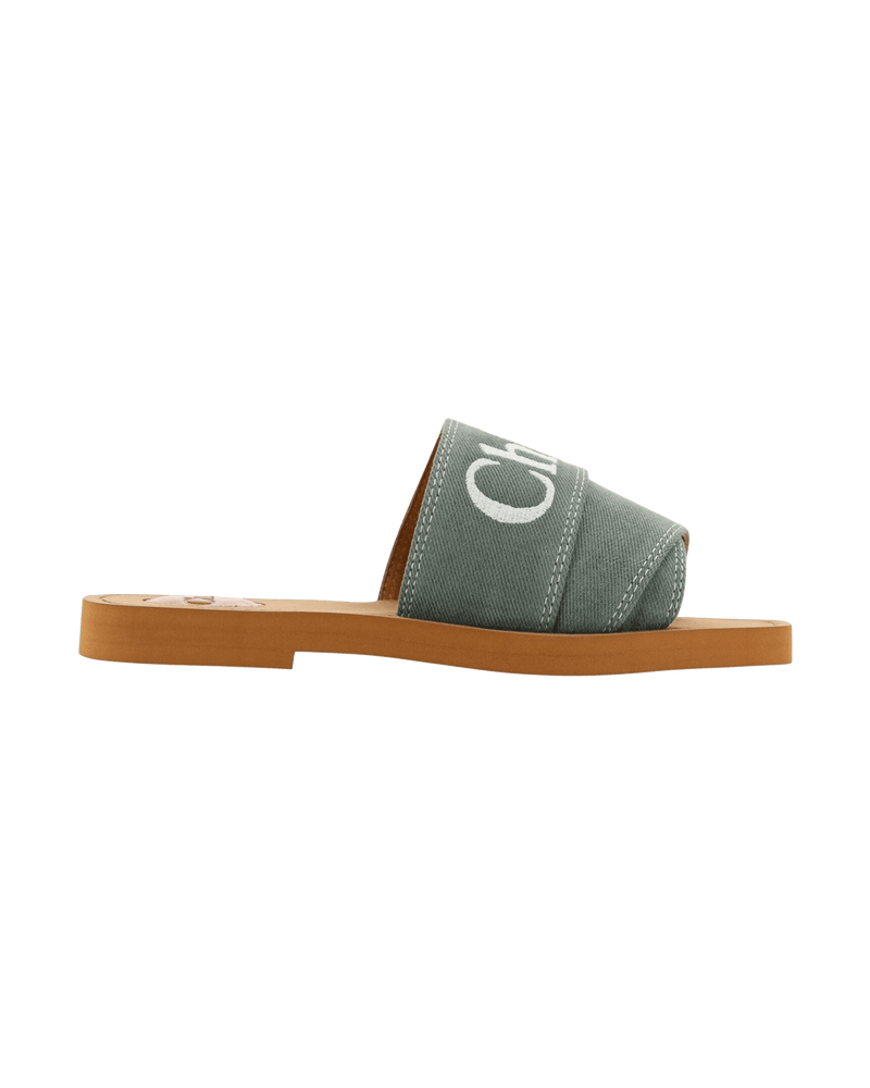 Chloé Cotton Green Elegant Forest Slides Glam Steals