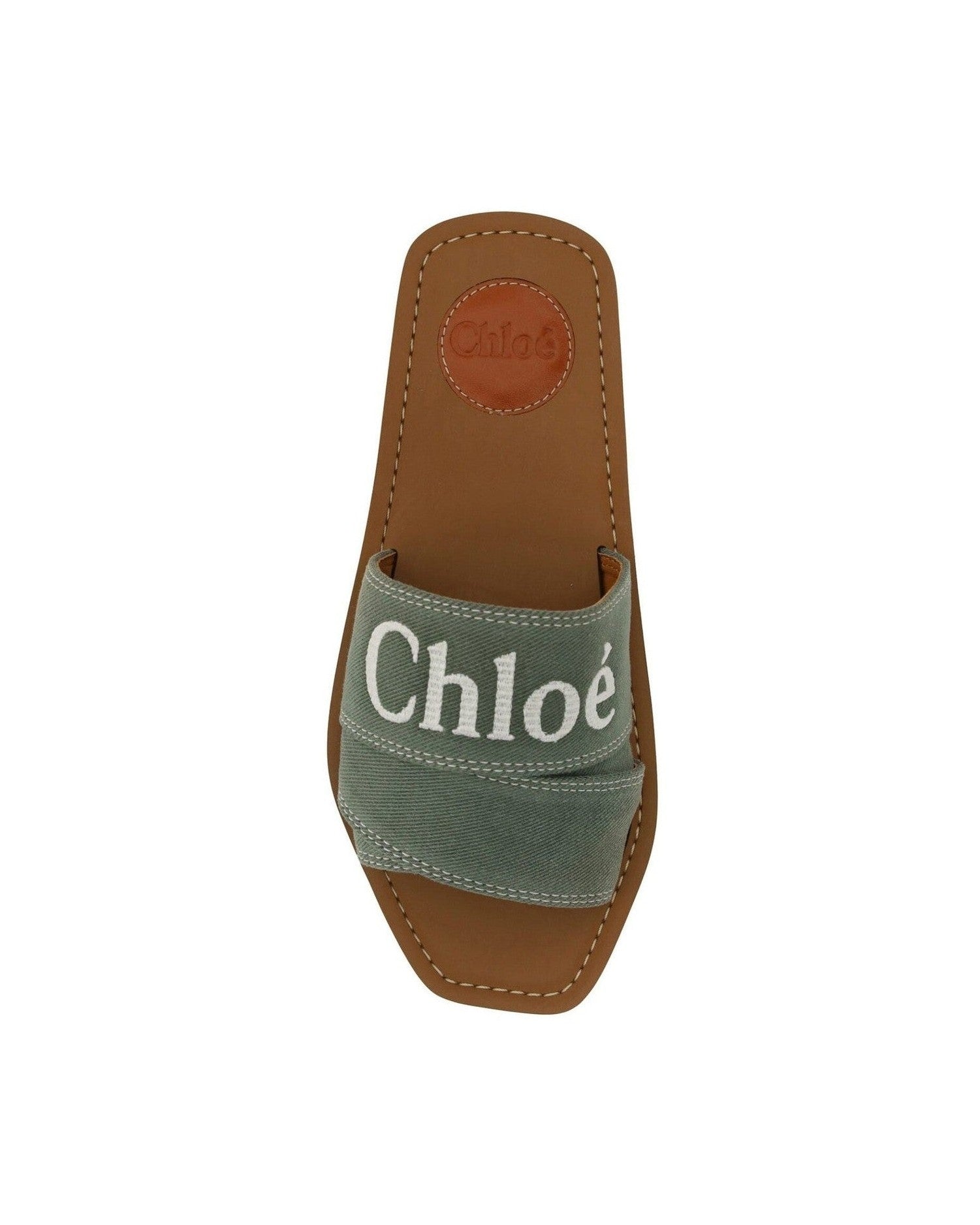 Chloé Green Cotton Elegant Forest Slides Glam Steals