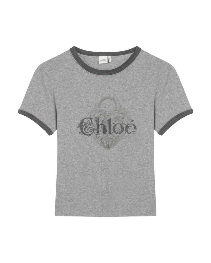 Chloé Jersey Chiné Baby Fit T-shirt with Logo Print Glam Steals