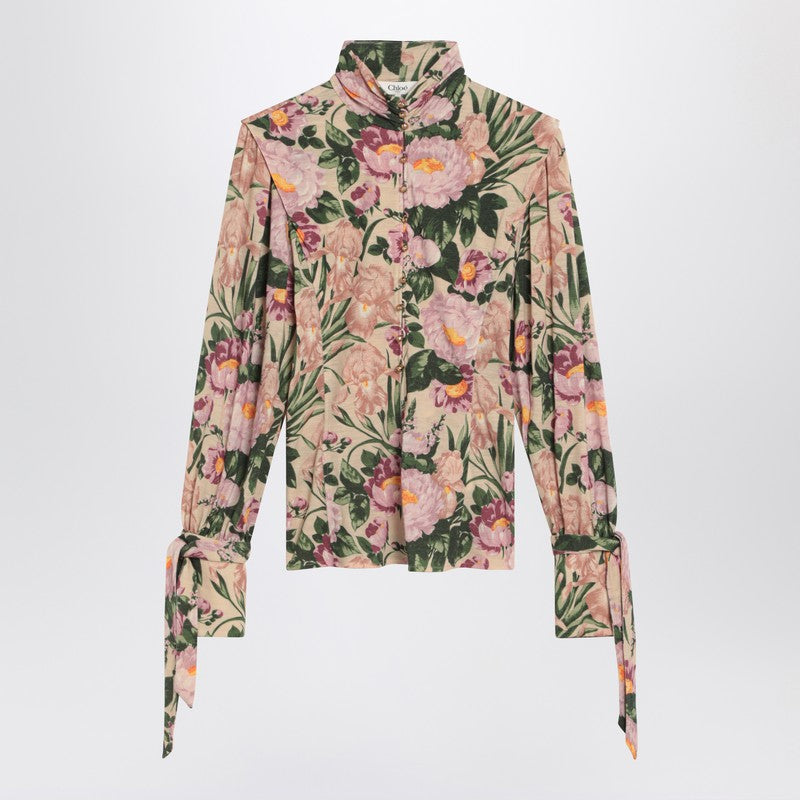 Chloé Jersey Turtleneck Wool Sweater with Floral Print Glam Steals