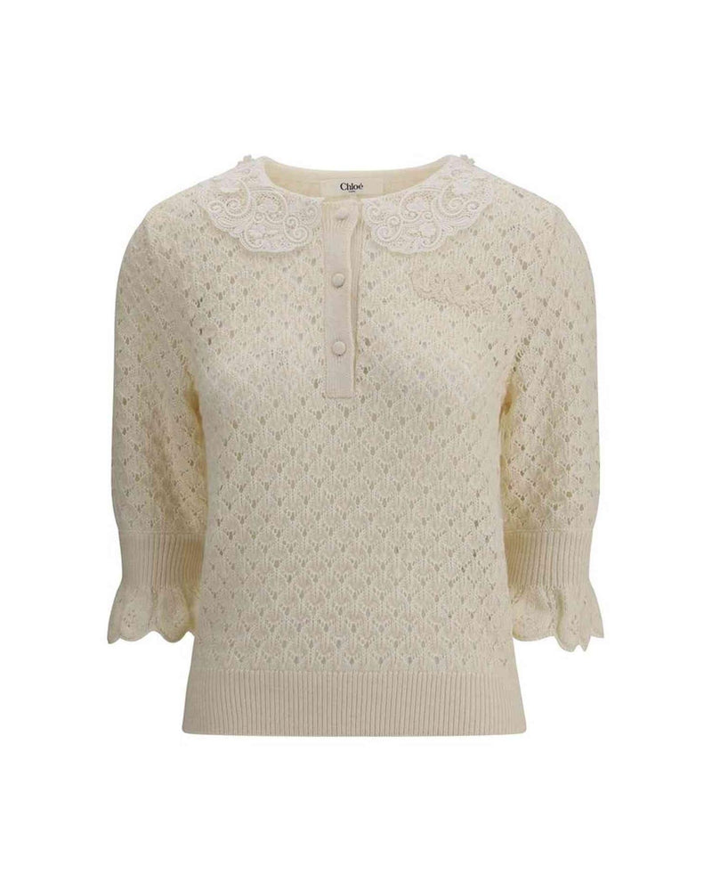 Chloé Lace Sweater With Collar Glam Steals