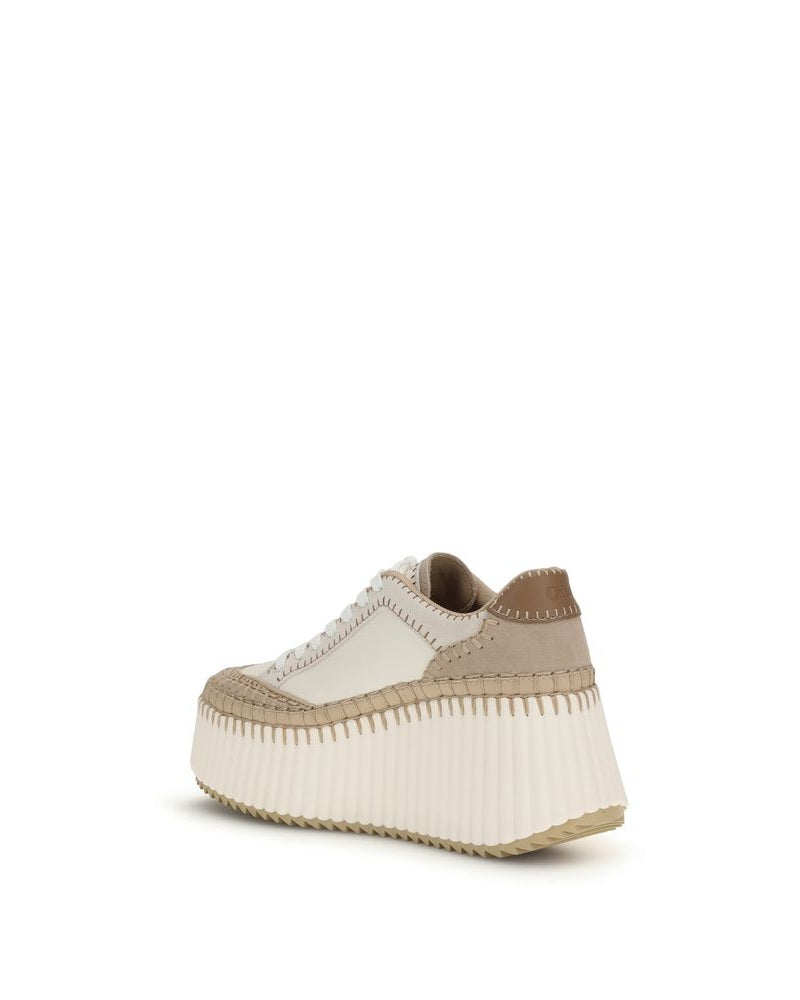 Chloé Leather Cream Calf Bos Taurus Platform Sneakers Glam Steals