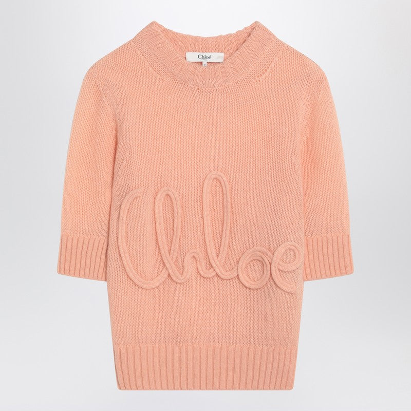 Chloé Peach Colored Top with Logo Embroidery Glam Steals