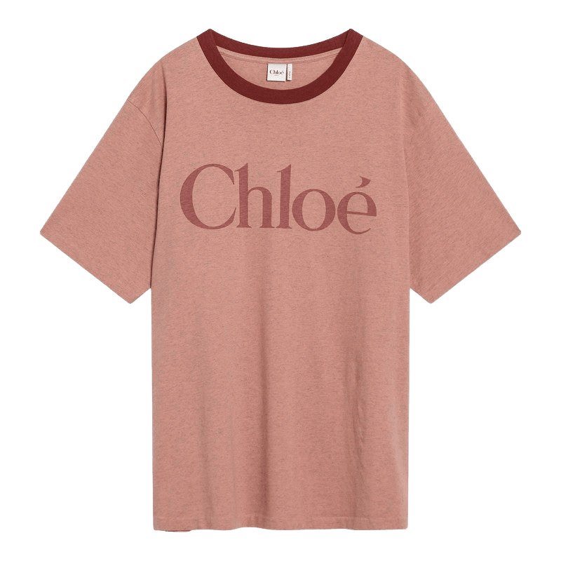 Chloé Pink Cotton T-shirt with Logo Glam Steals