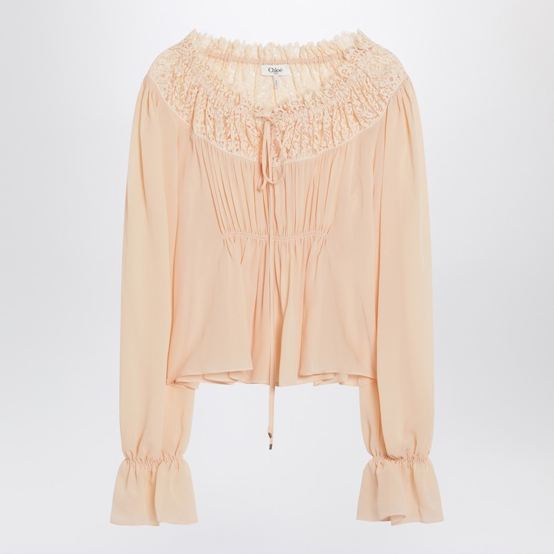 Chloé Pink Silk Blouse with Tie in Georgette Glam Steals