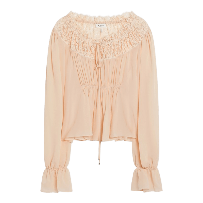 Chloé Pink Silk Blouse with Tie in Georgette Glam Steals