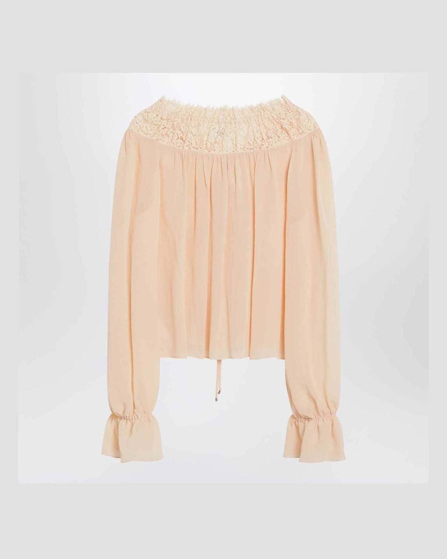 Chloé Pink Silk Blouse with Tie in Georgette Glam Steals