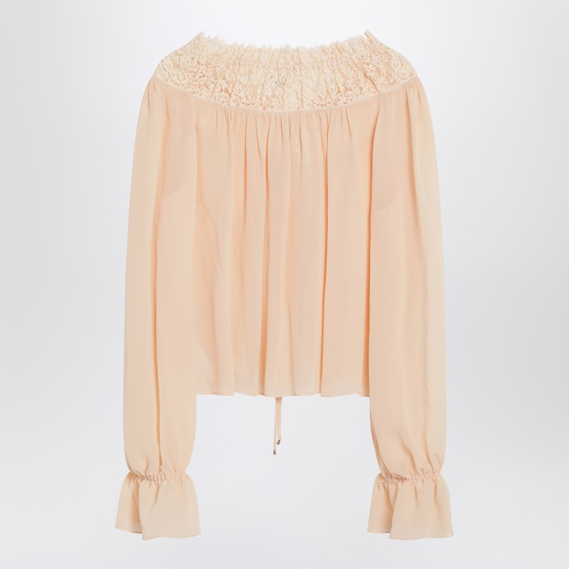 Chloé Pink Silk Blouse with Tie in Georgette Glam Steals