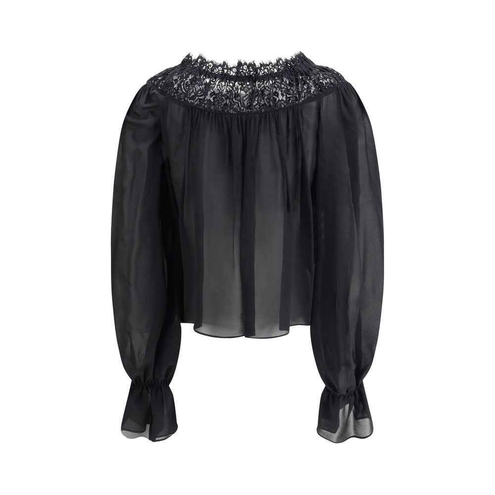 Chloé Silk Georgette And Lace Top Glam Steals