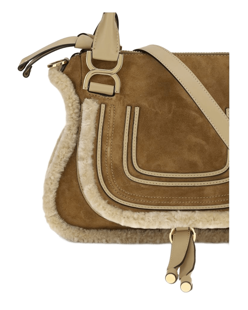 Chloé Suede and Shearling Leather Marcie Small Handbag Glam Steals