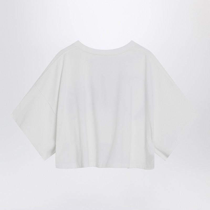Chloé White Boxy T-shirt with Logo Print Glam Steals