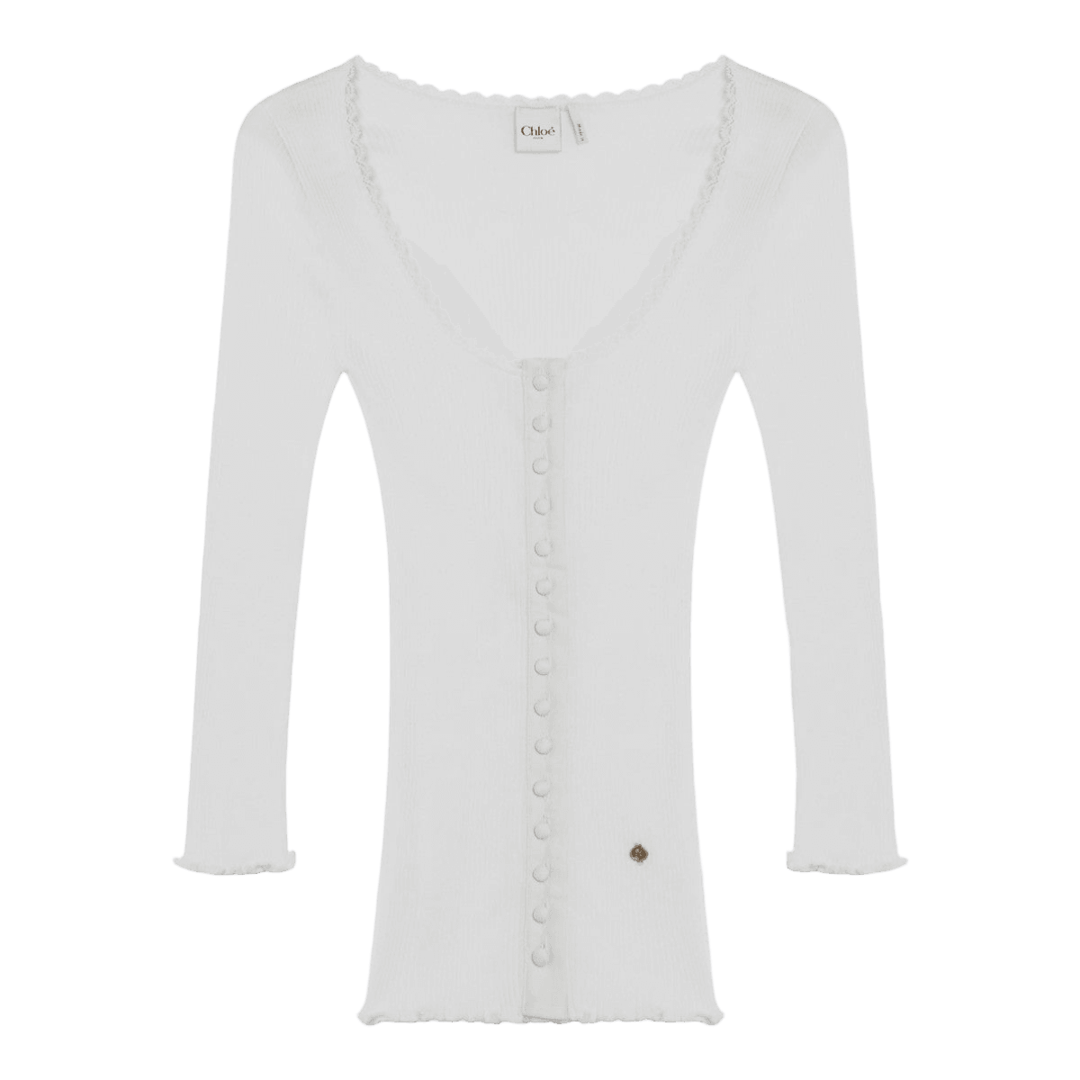 Chloé White Cotton Fitted Cardigan Glam Steals