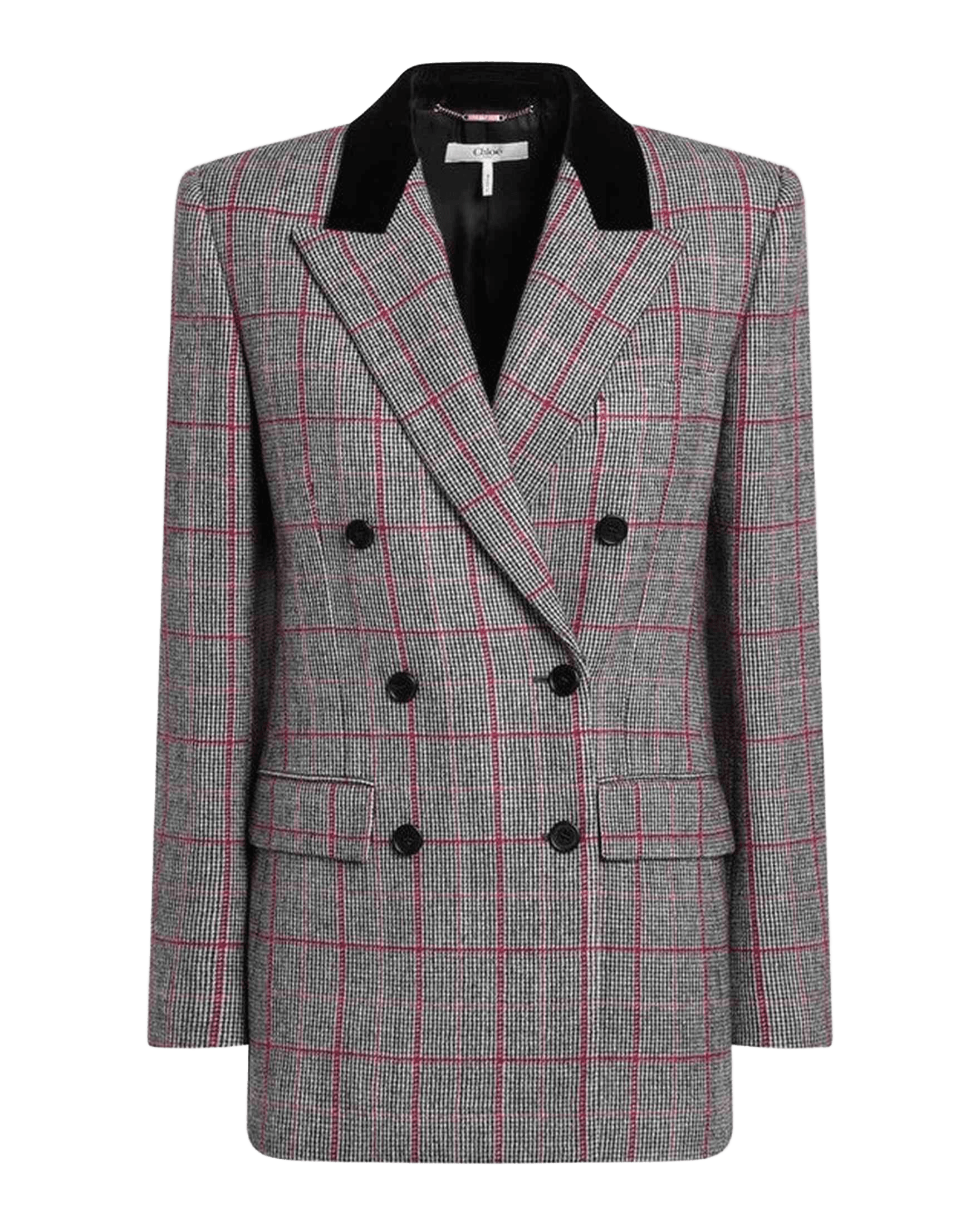 Chloé Wool Multicolor Checkered Double Breasted Blazer Glam Steals