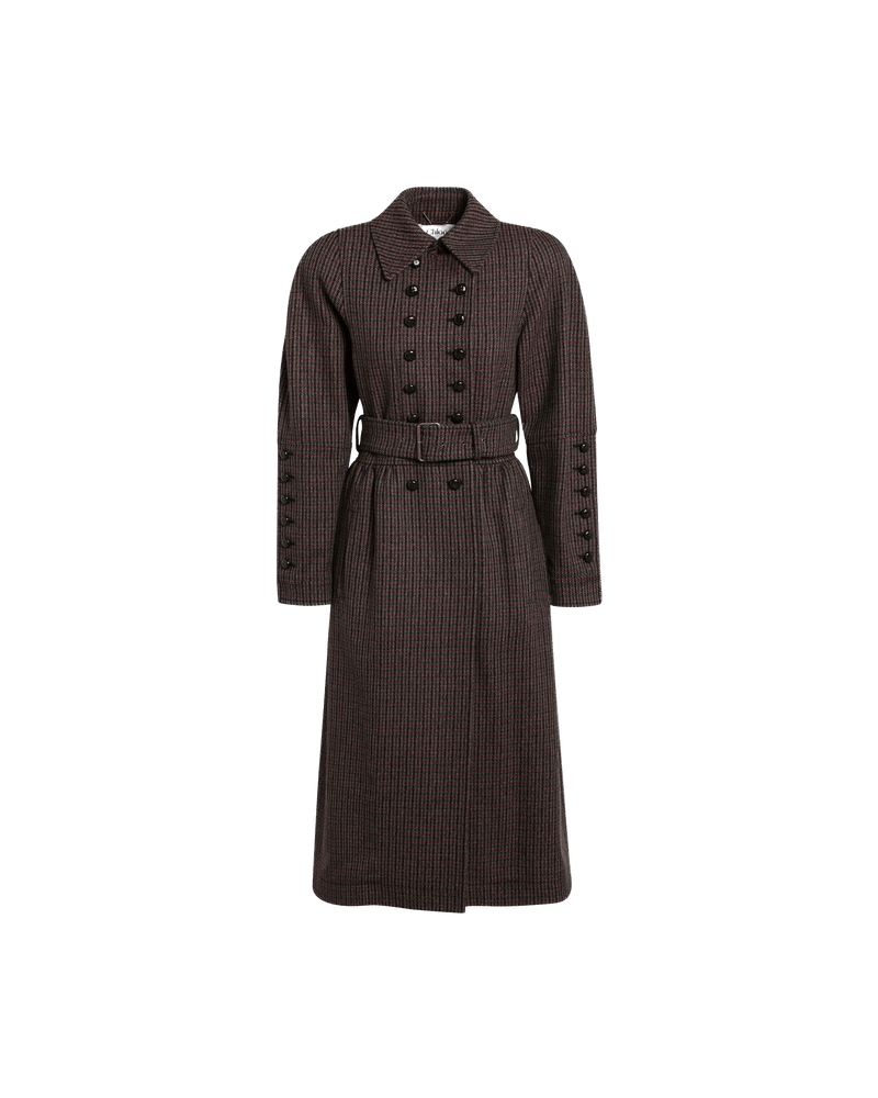 Chloé Wool Grey/red Double Breasted Coat Glam Steals