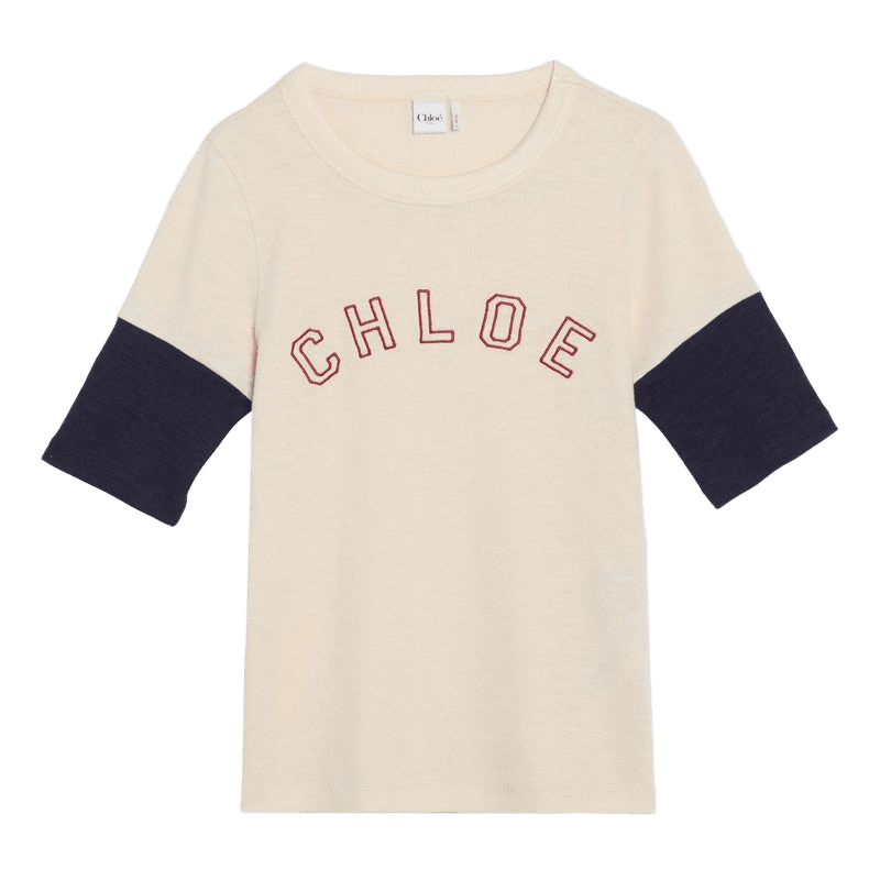 Chloé Wool and Cotton T-shirt with Logo Glam Steals