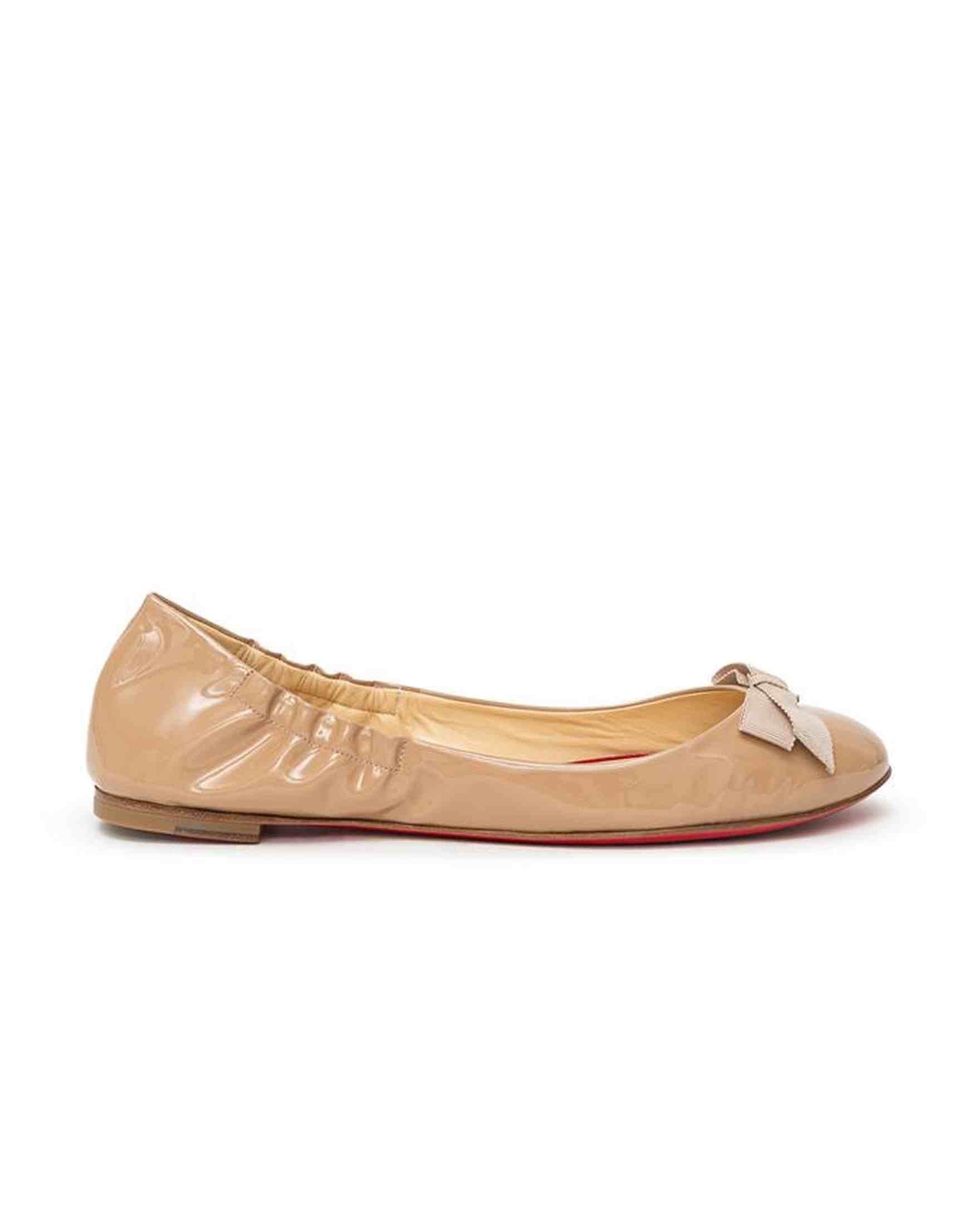 Christian Louboutin Beige Leather Patent Flat Shoe Glam Steals
