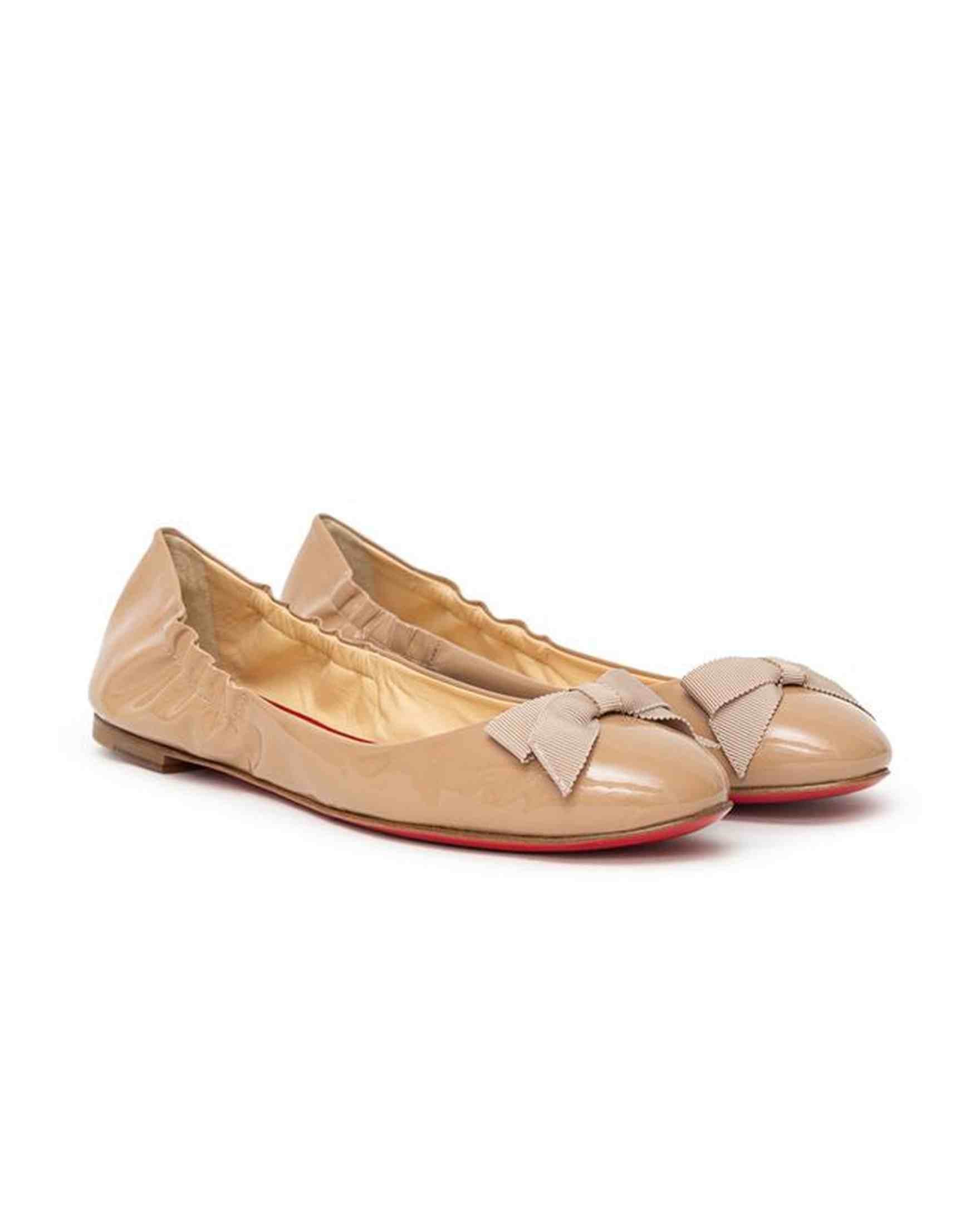 Christian Louboutin Beige Leather Patent Flat Shoe Glam Steals