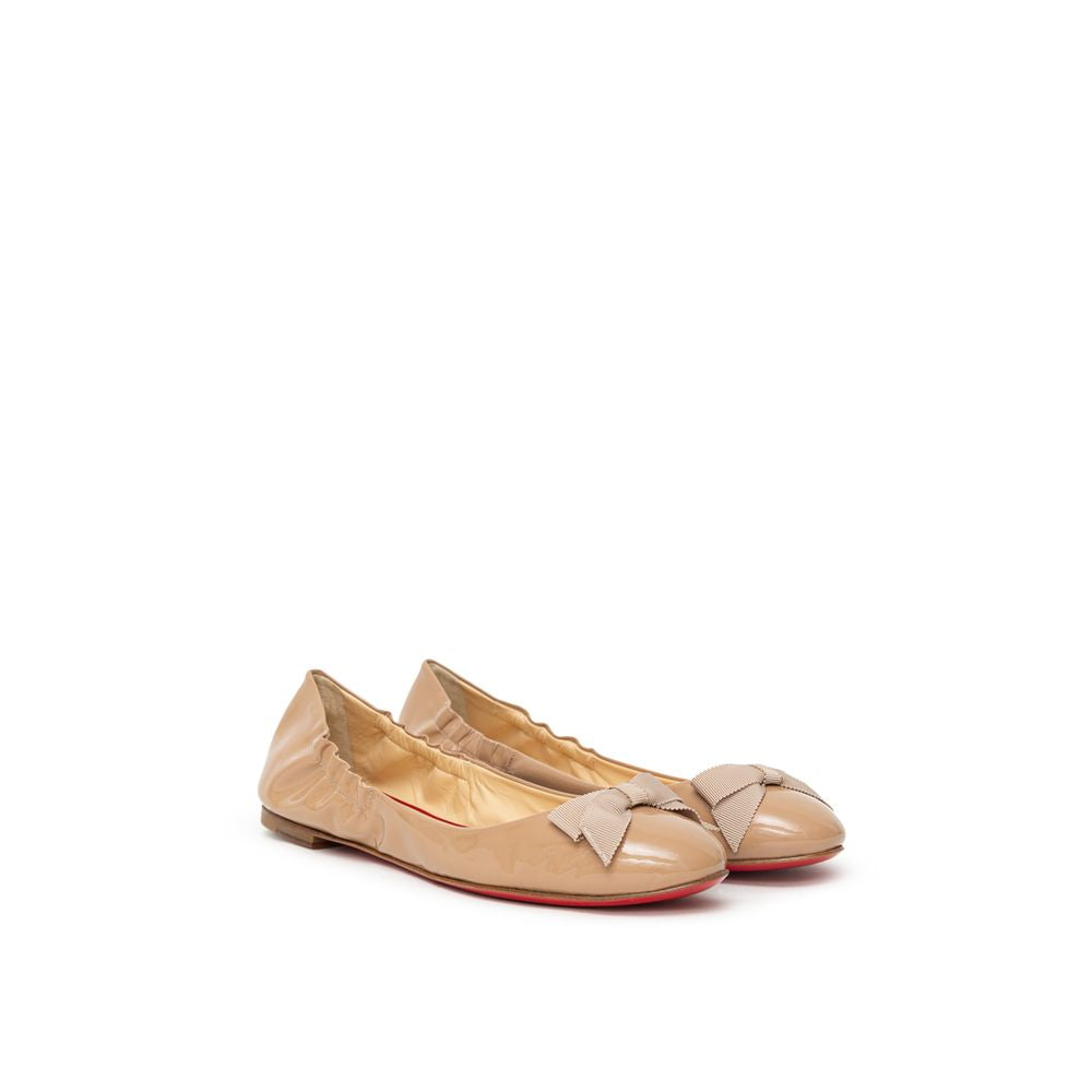 Christian Louboutin Beige Leather Patent Flat Shoe Glam Steals