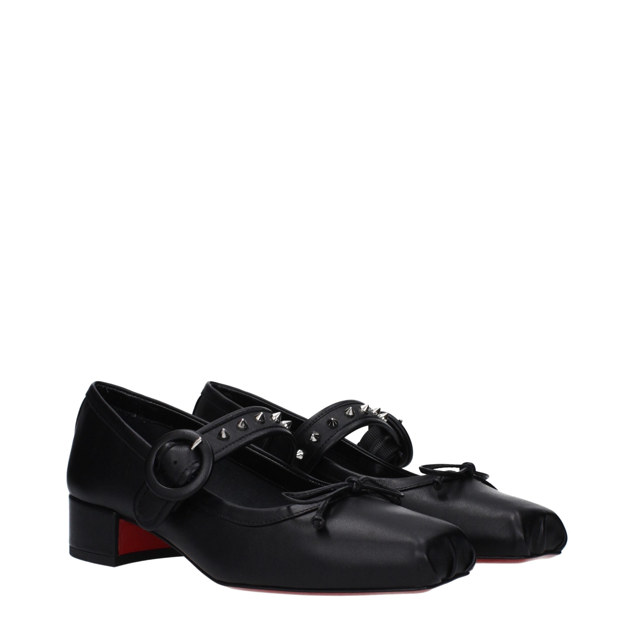 Christian Louboutin Black Leather Ballet Flats Glam Steals