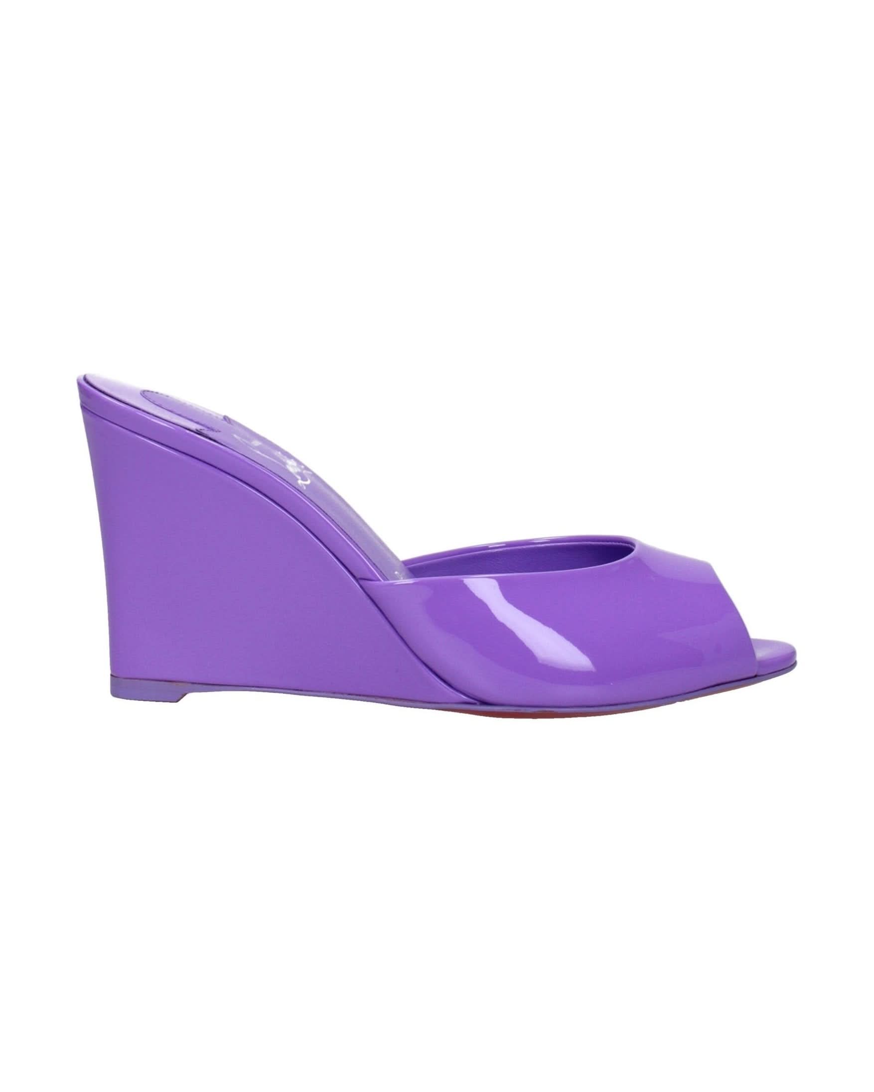 Christian Louboutin Purple Leather Wedge Sandals 
