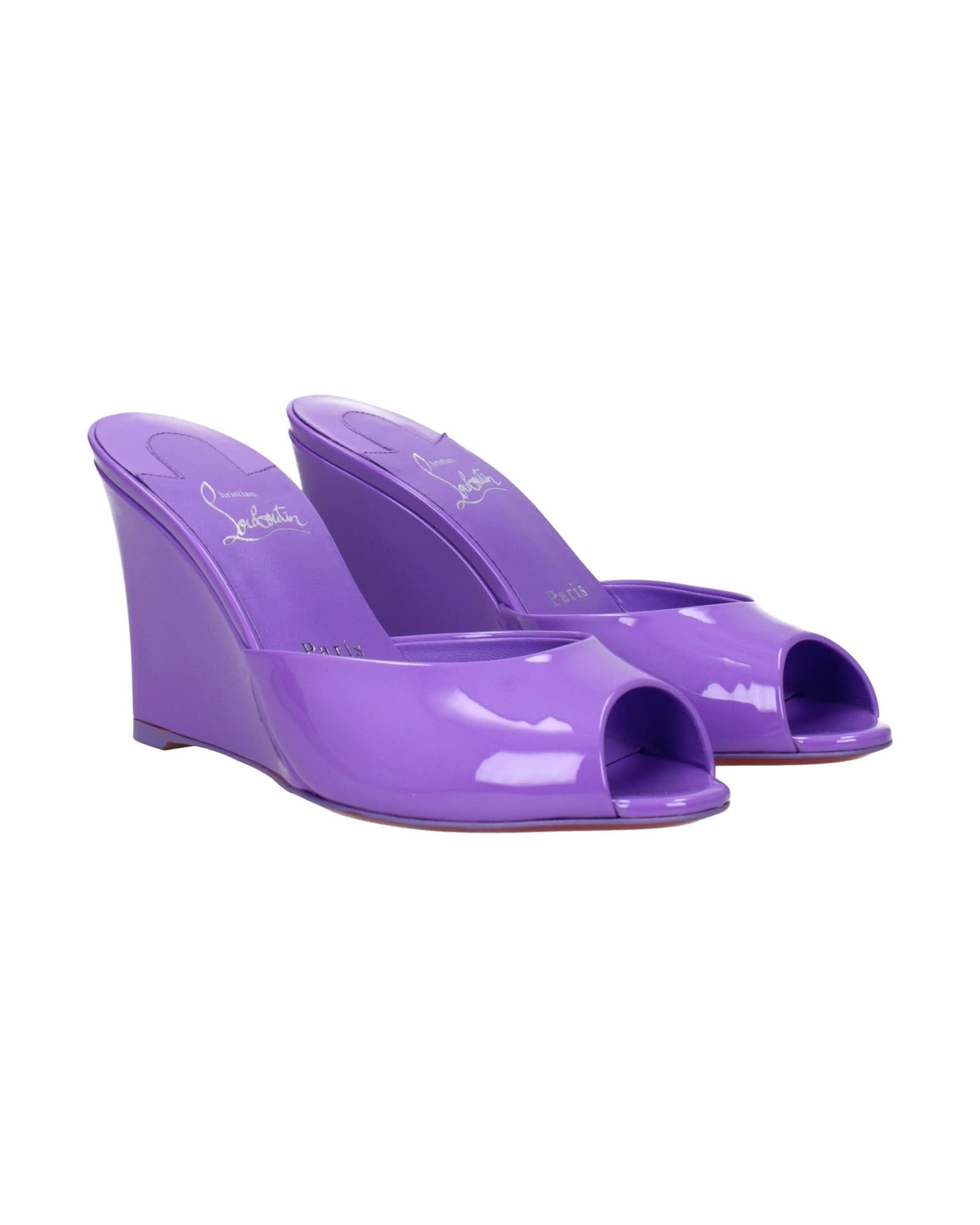 Christian Louboutin Purple Leather Wedge Sandals 