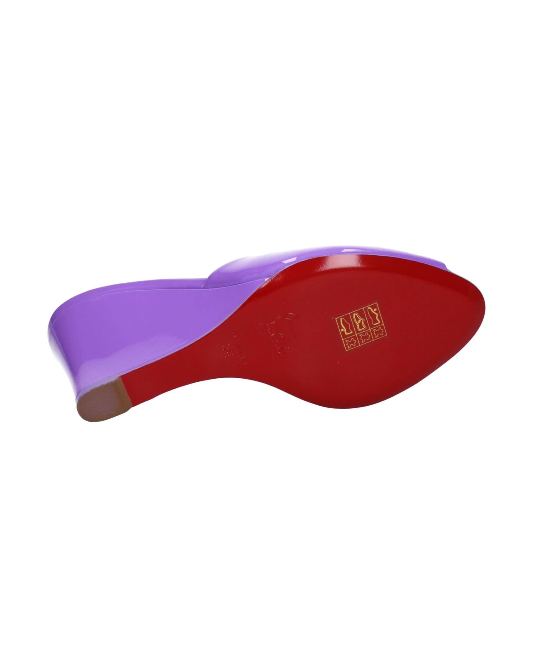 Christian Louboutin Purple Leather Wedge Sandals 