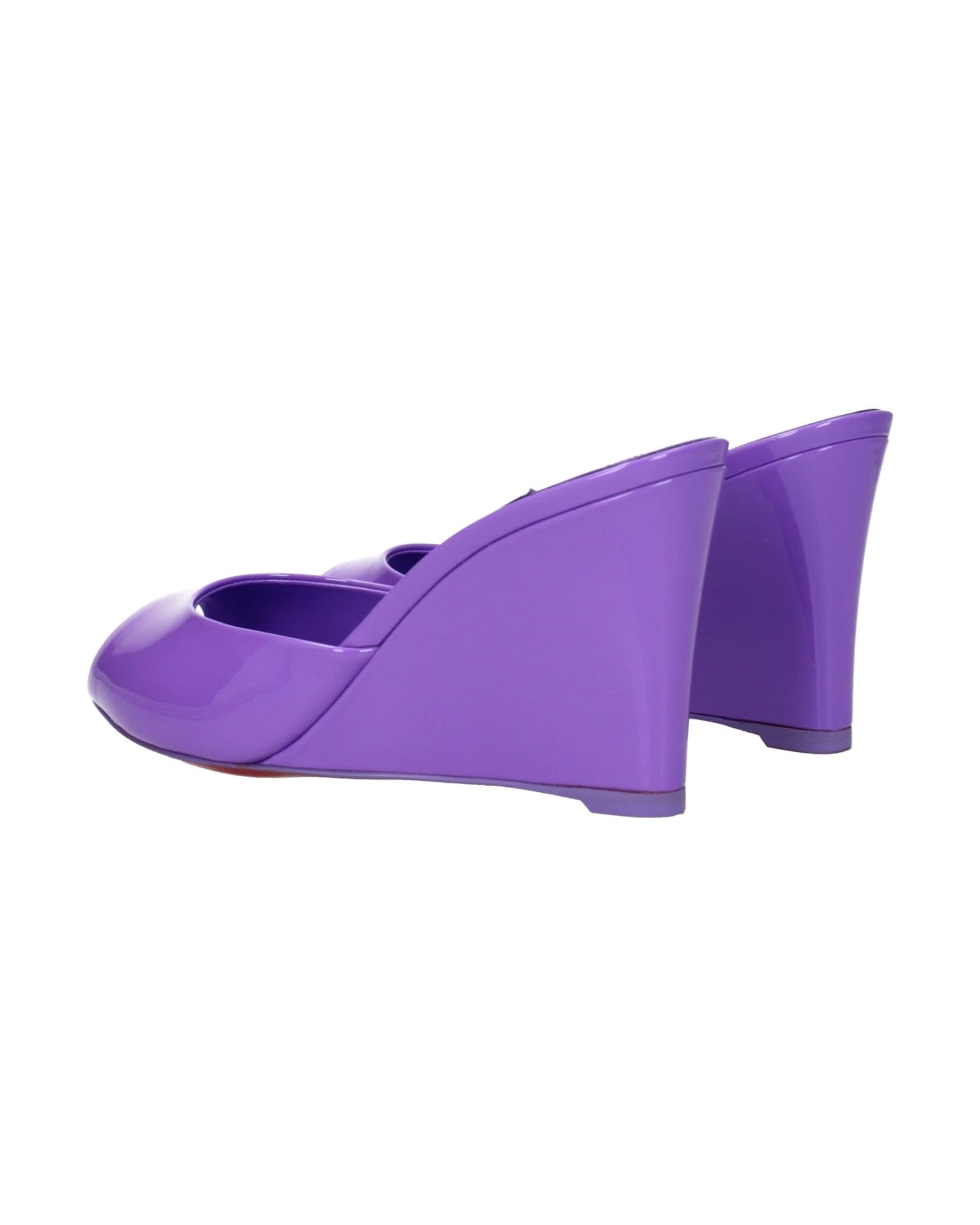 Christian Louboutin Purple Leather Wedge Sandals 