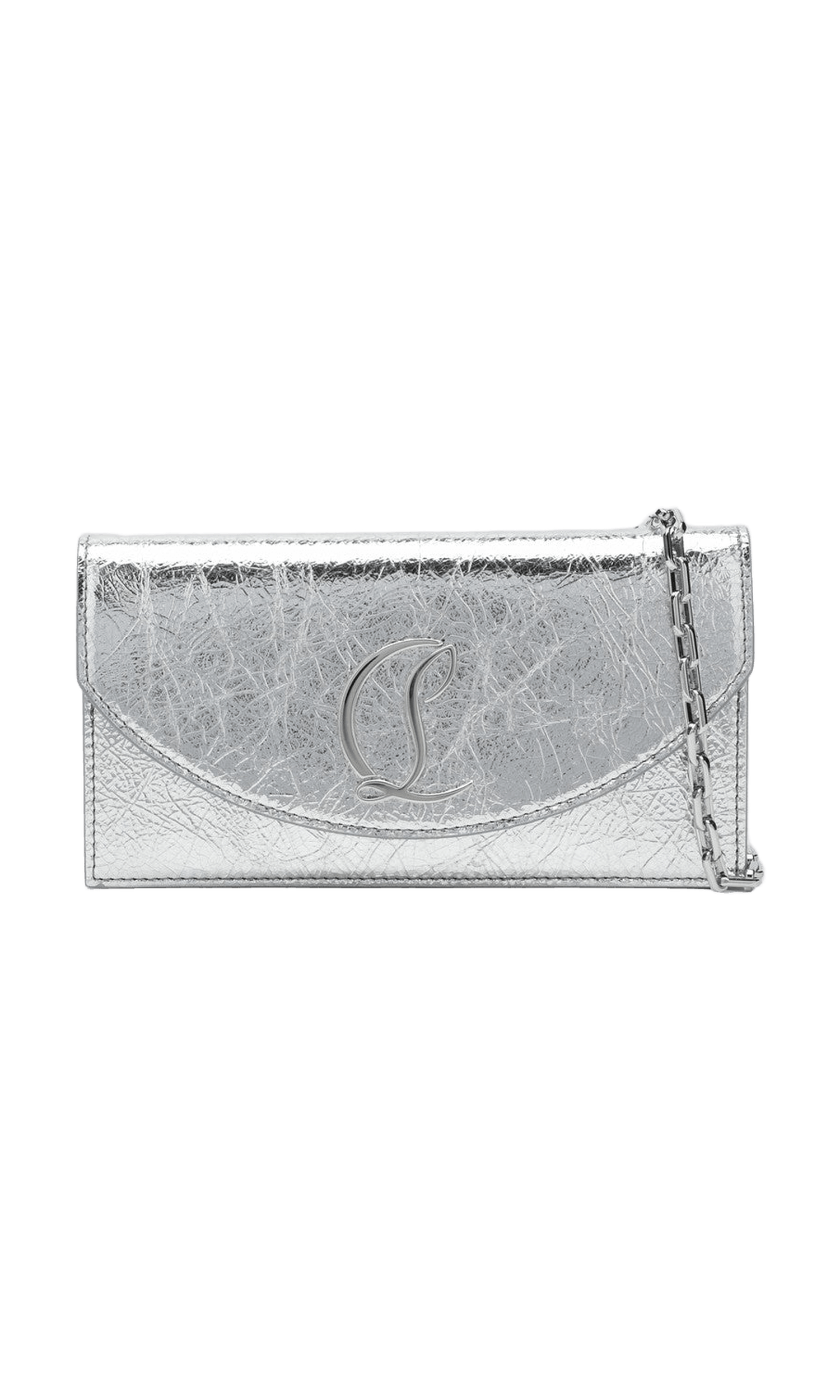 Christian Louboutin Silver Leather Loubi54 Laminated Clutch Bag Glam Steals