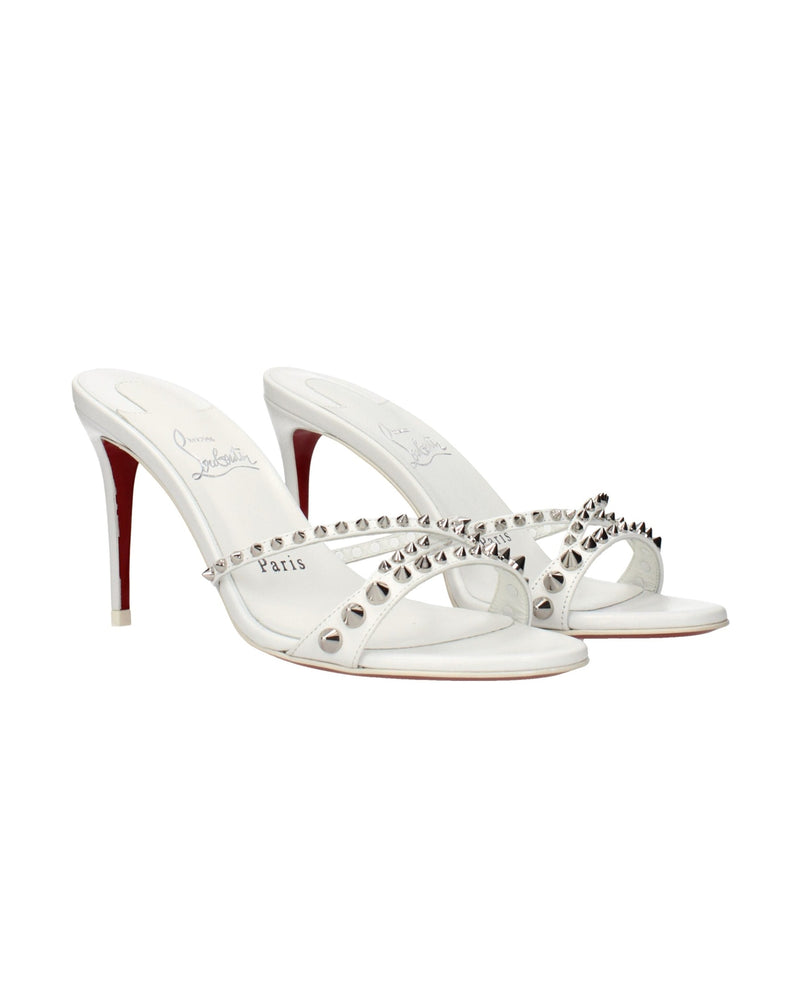Christian Louboutin White Leather Stiletto Heel Sandals Glam Steals