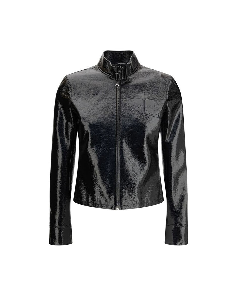 Courrèges Black Cotton Full Length Jacket Coats & Jackets