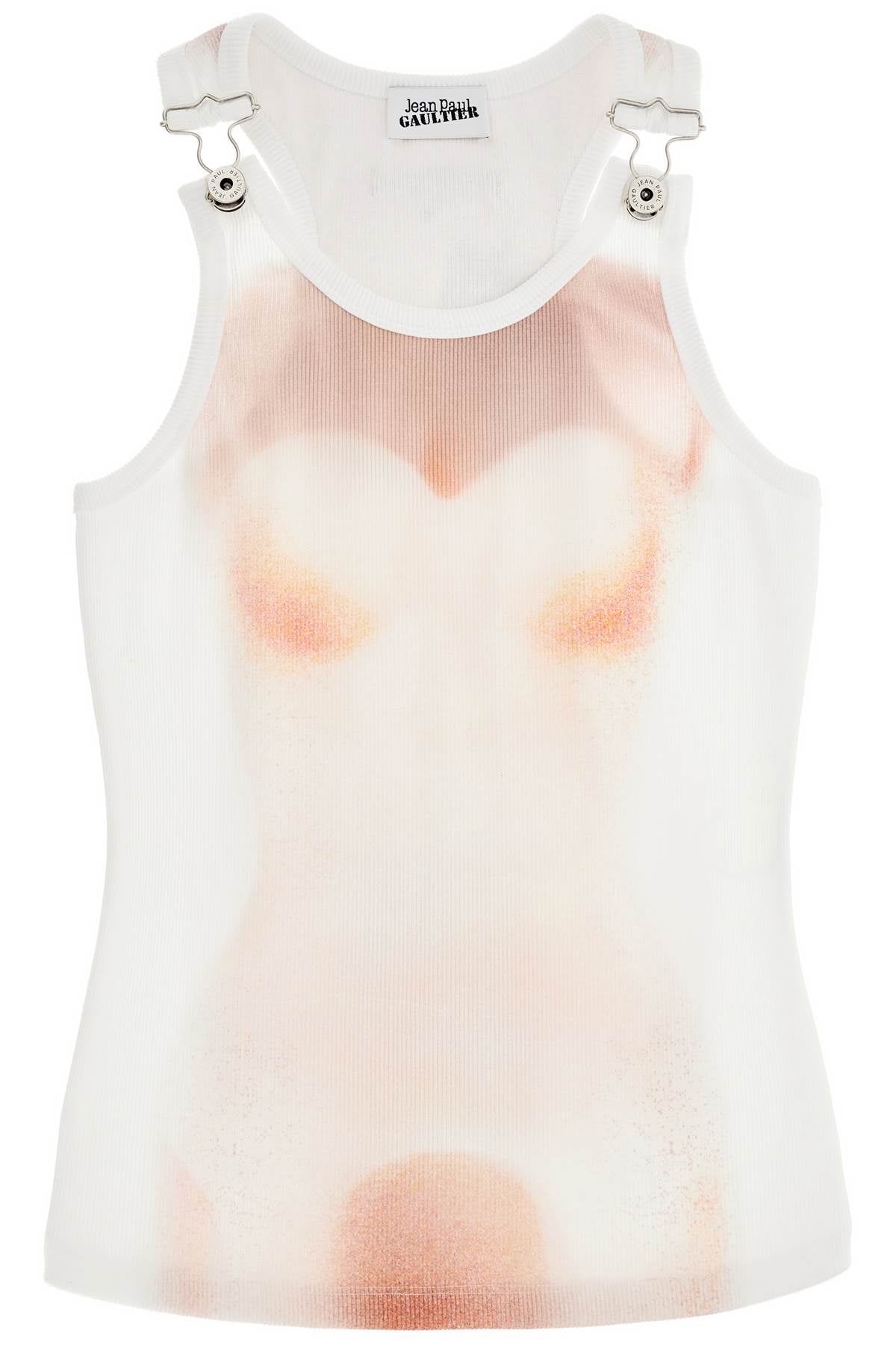 Jean Paul Gaultier Cotton Top With Leather Print Le White Classique