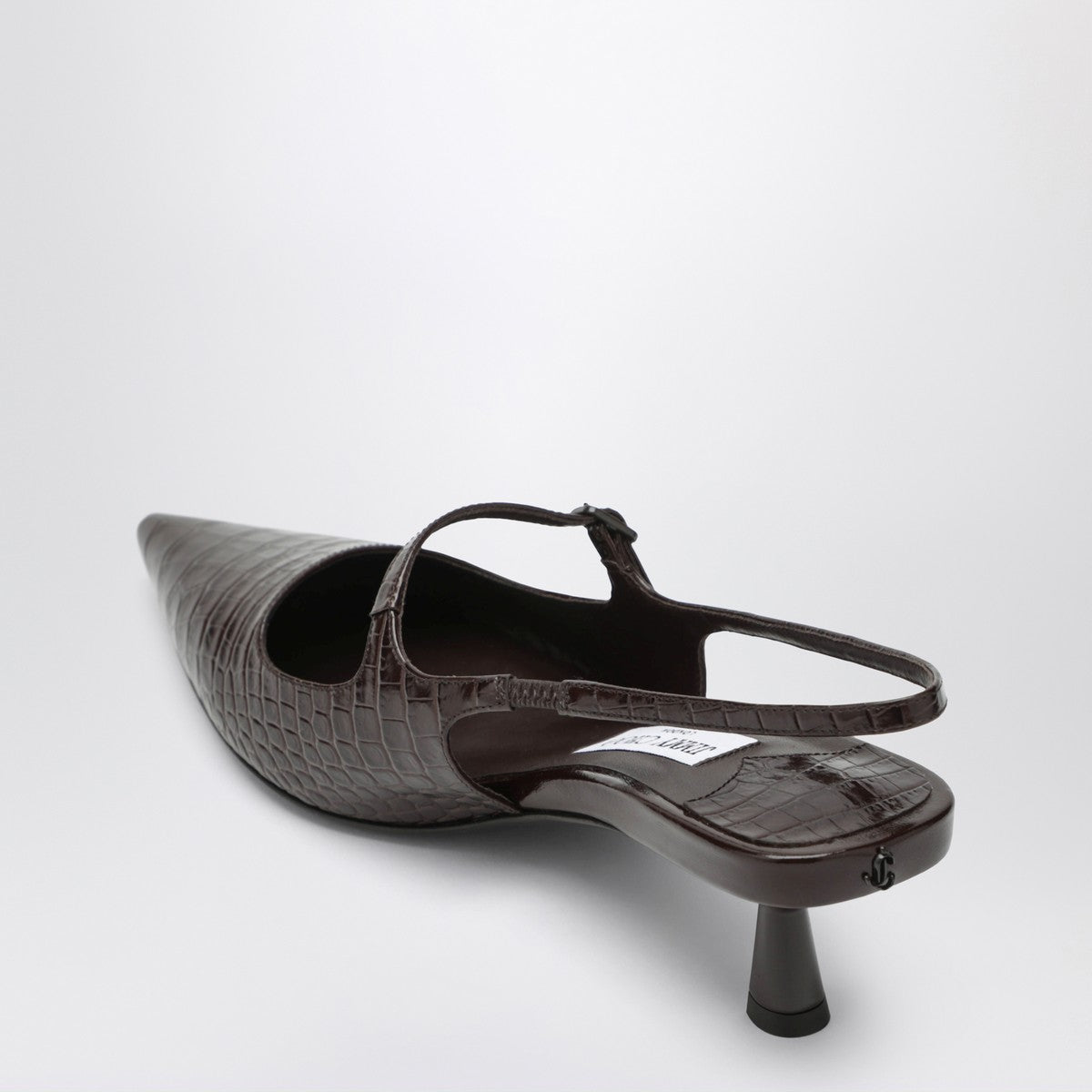 Jimmy Choo Didi 45 brown crocodile effect neckline Glam Steals