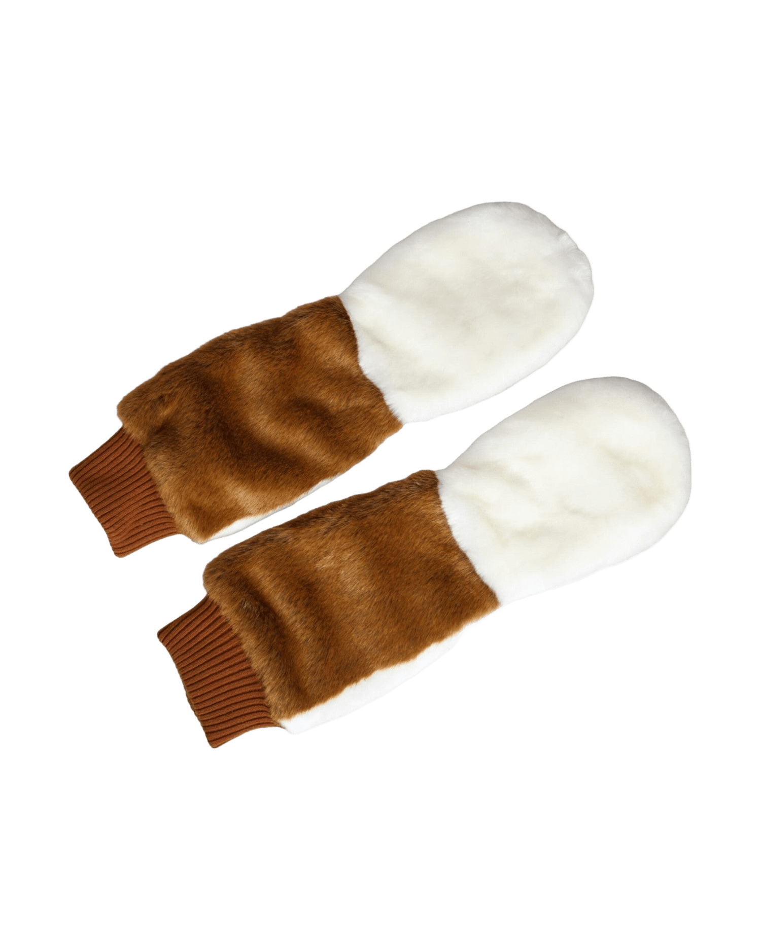 Dolce & Gabbana Acrylic Knitted Fur Mitten Brown White Gloves Glam Steals