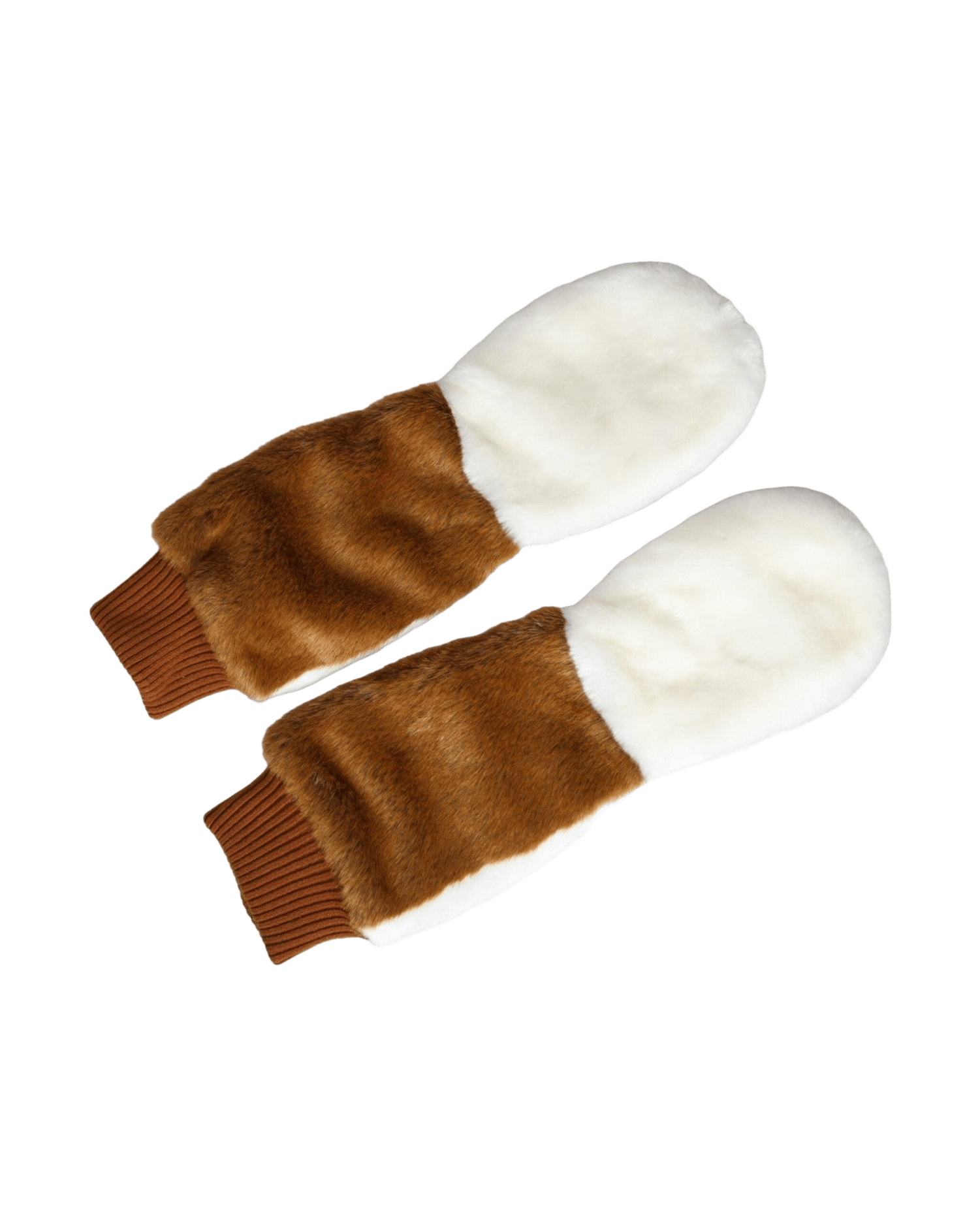Dolce & Gabbana Acrylic Knitted Fur Mitten Brown White Gloves Glam Steals