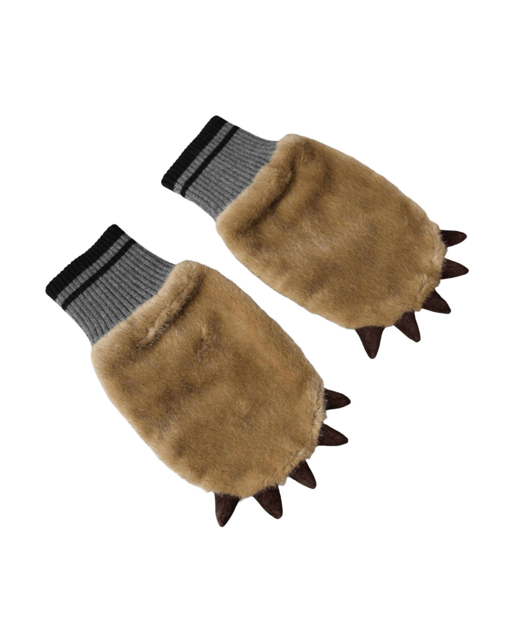 Dolce & Gabbana Acrylic Knitted Fur Wrist Mitten Beige Gloves Glam Steals