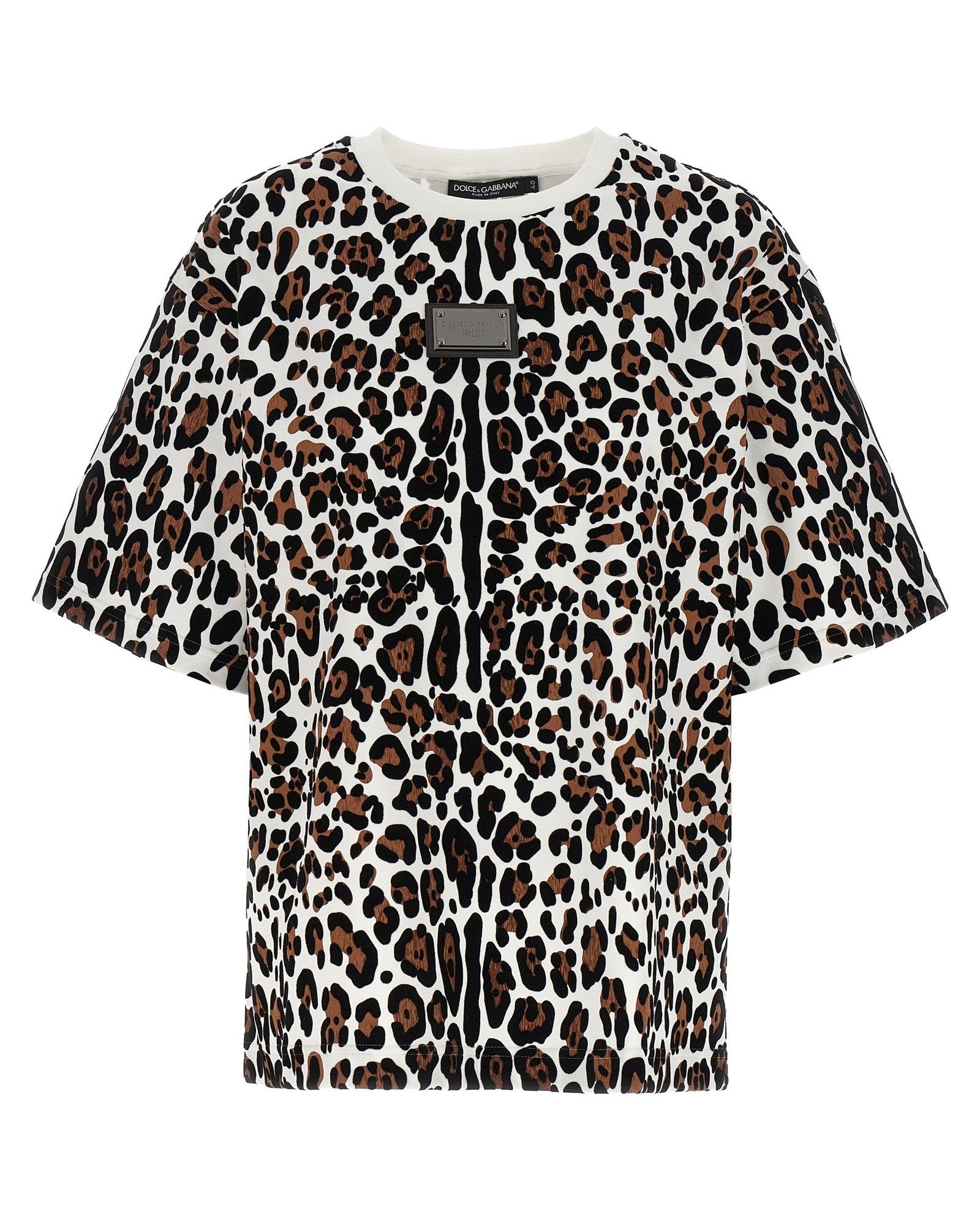 Dolce & Gabbana Animal Print Logo Plaque T-shirt