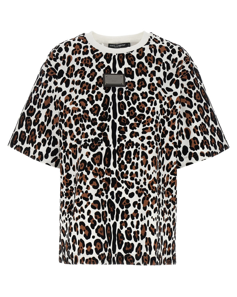 Dolce & Gabbana Animal Print Logo Plaque T-shirt Glam Steals