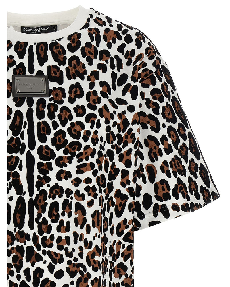 Dolce & Gabbana Animal Print Logo Plaque T-shirt Glam Steals